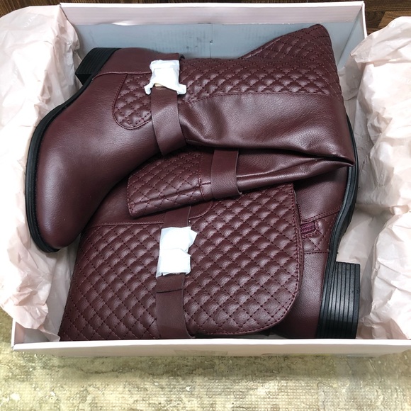 JUSTFAB Burgundy Keswick WC Flat Boots Size 7.5 - Picture 13 of 15